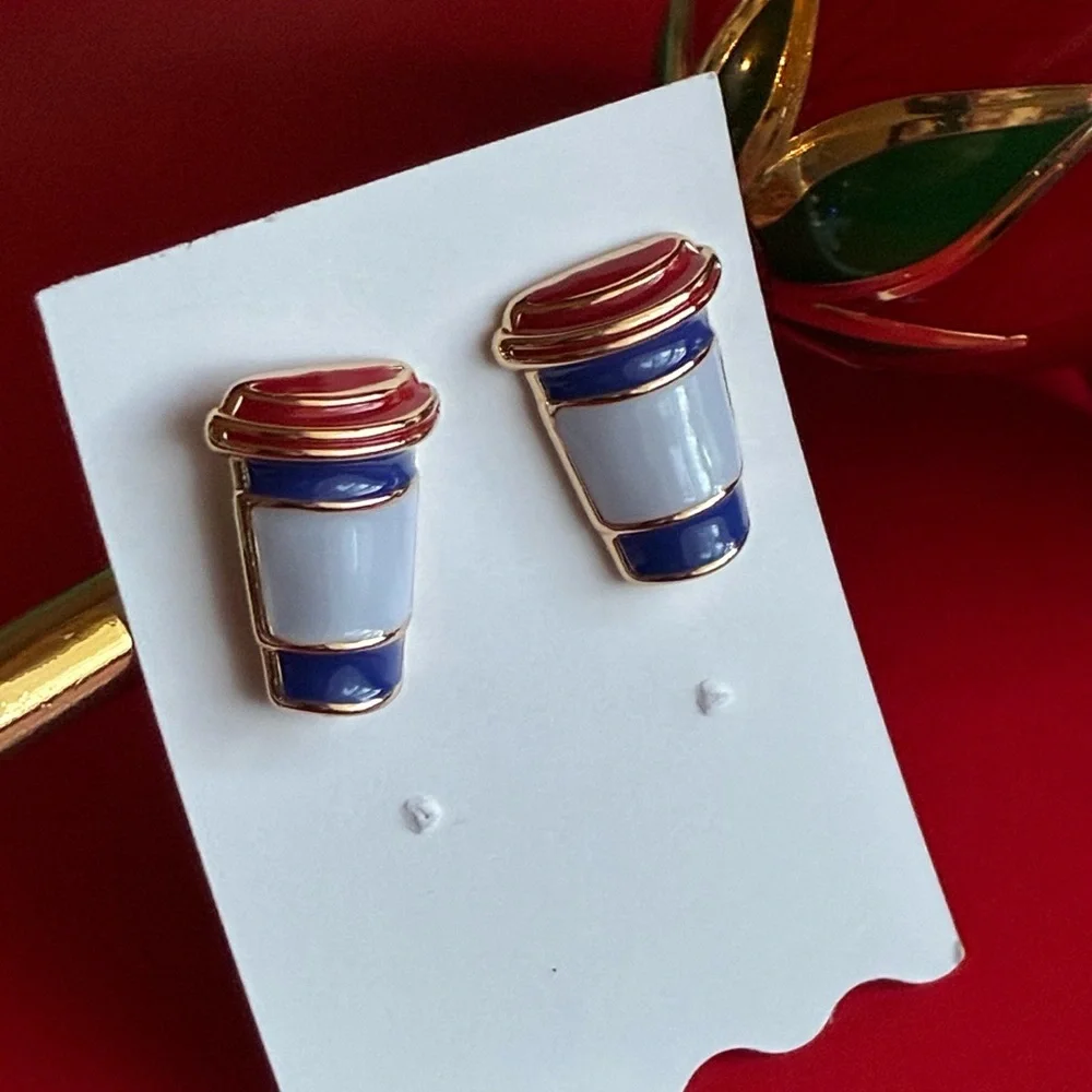KATE SPADE Earrings,kate spade Red and Blue Coffee Cup Earrings